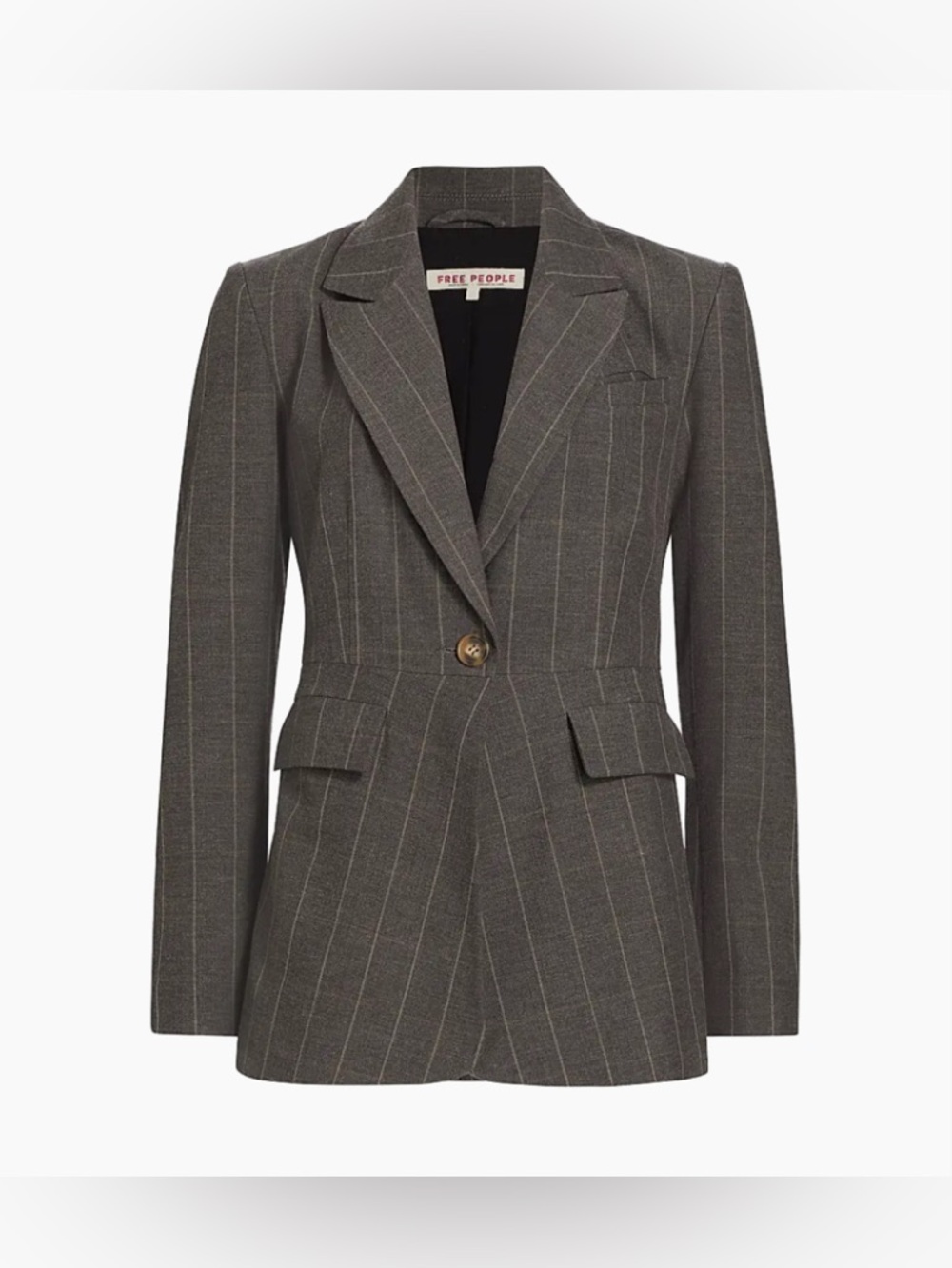 Free People Gray Pinstripe Tailored Blazer